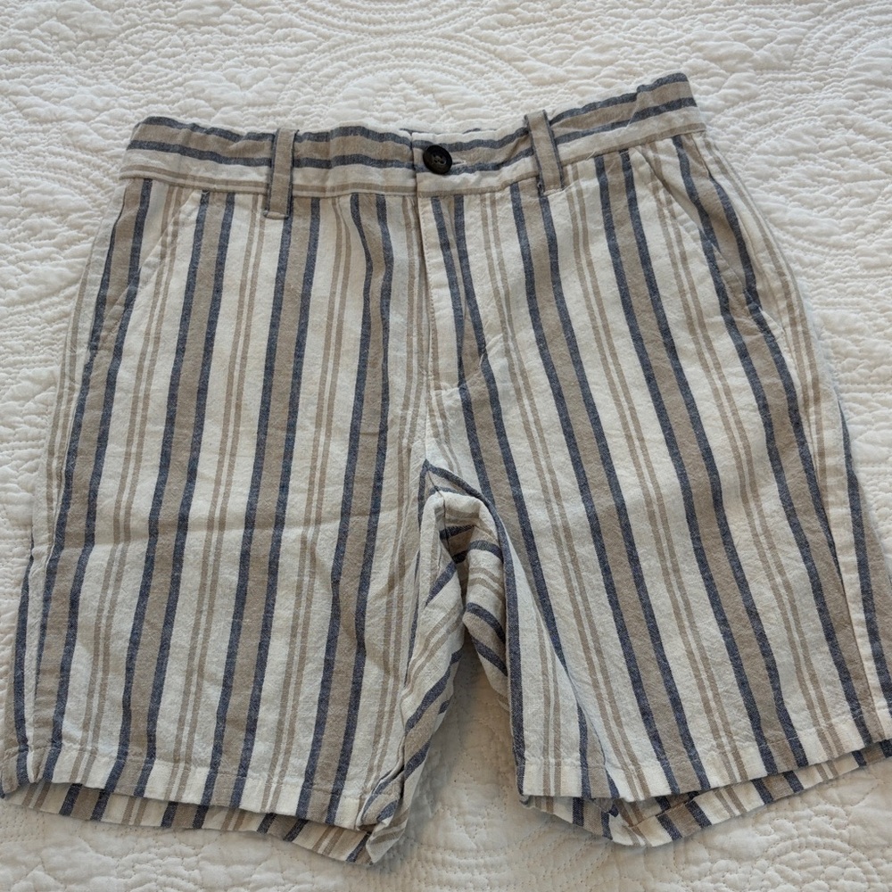 Janie & Jack Linen Blend Striped Shorts